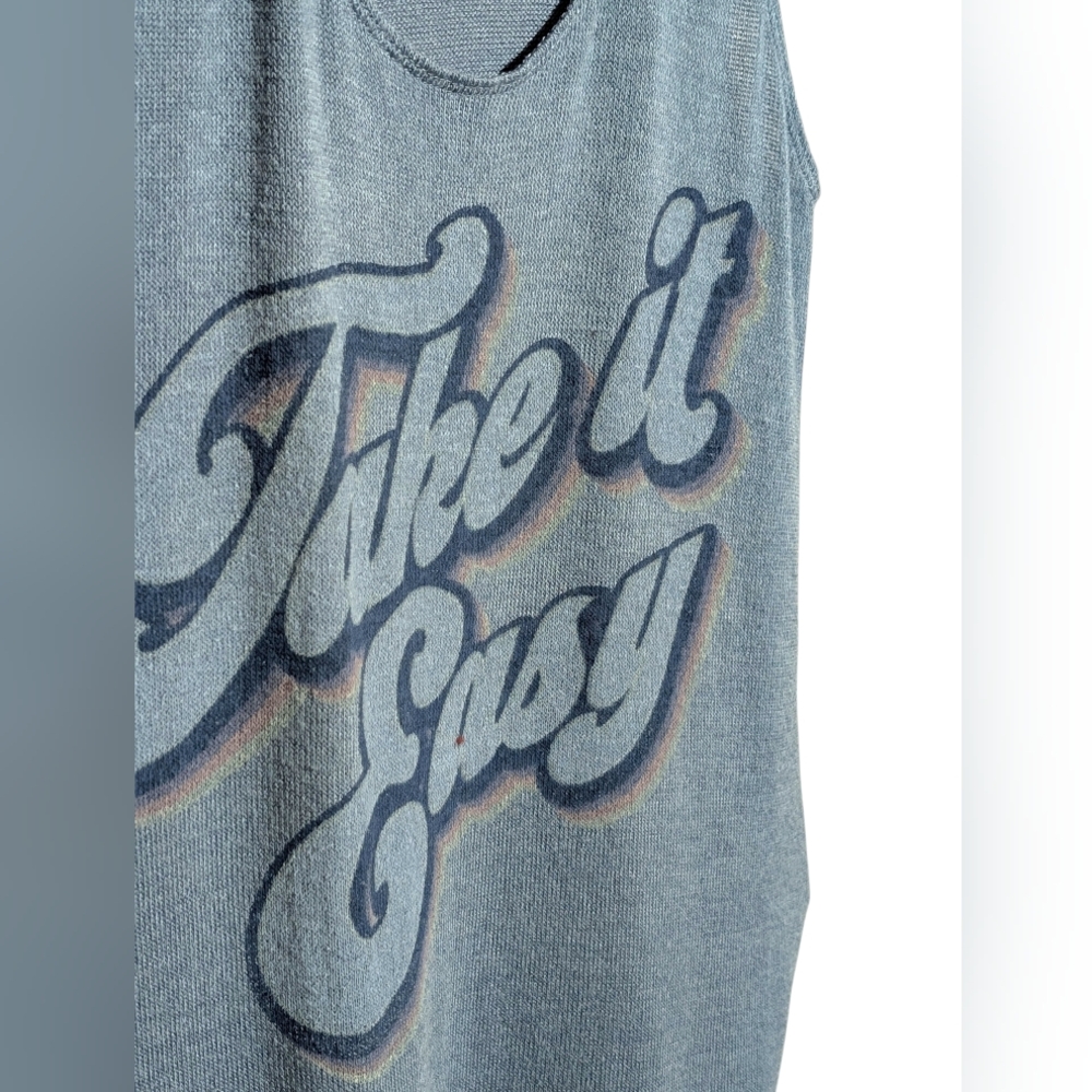 😎 LOL Vintage "Take it Easy" Ribbed Racerback Tank Top- Size XS Retro - Picture 2 of 5